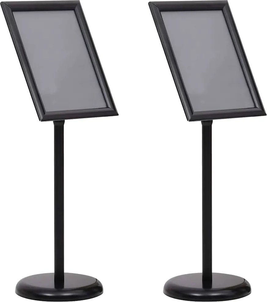 vidaXL Suportes para Pôsteres 2 pcs Preto 32,7 x 24 x 108 cm Alumínio