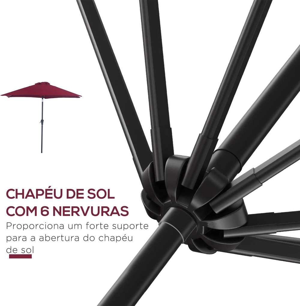 Outsunny Chapéu de Sol de Jardim Ø270x235cm Chapéu de Sol de Alumínio