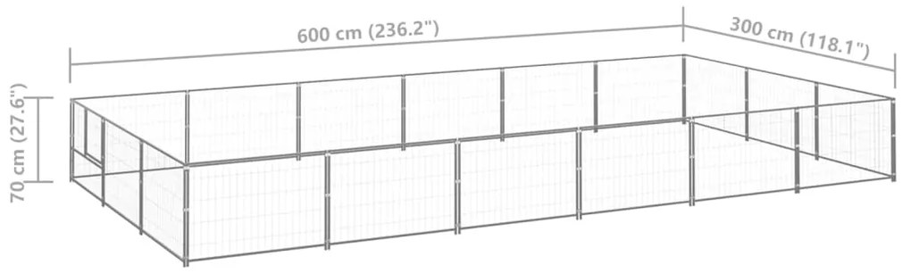 Canil para cães 18 m² aço prateado
