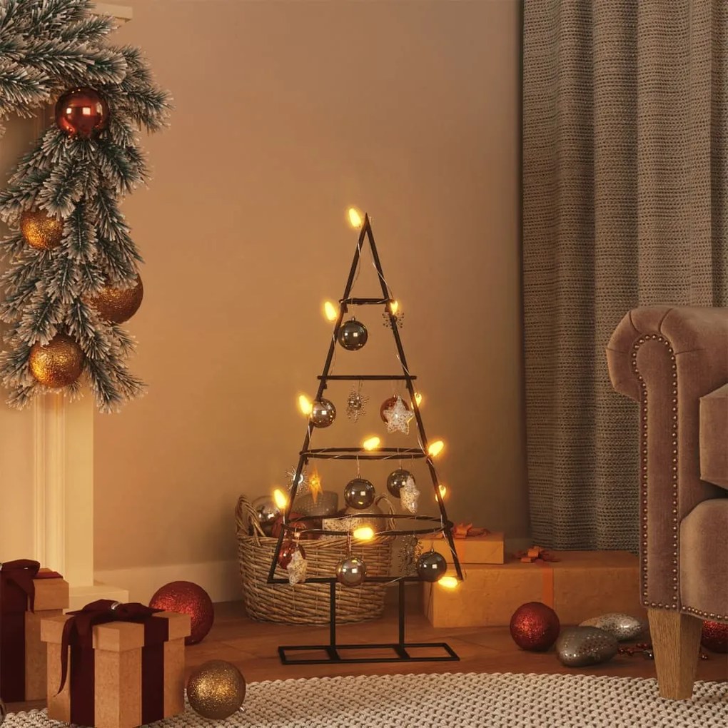 vidaXL Árvore de Natal para decoração 60 cm metal preto