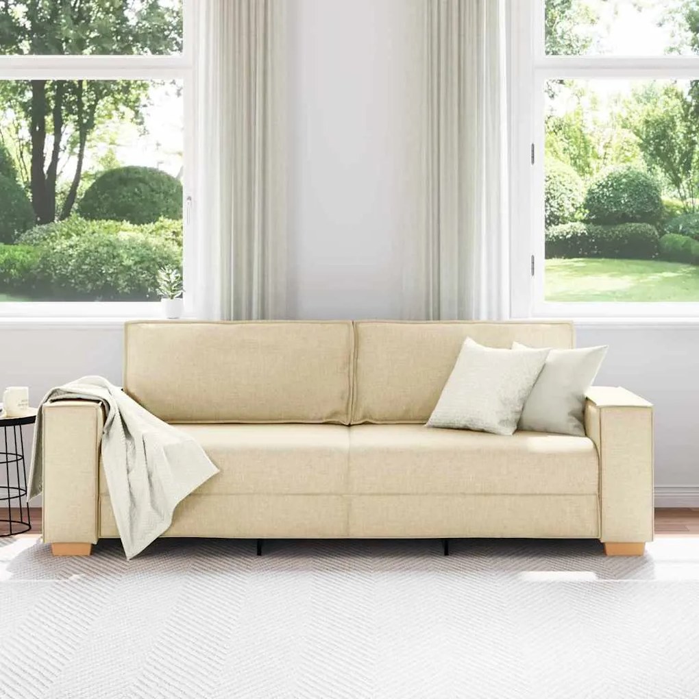 Sofá de 3 Lugares vidaXL Creme 180 cm em Tecido