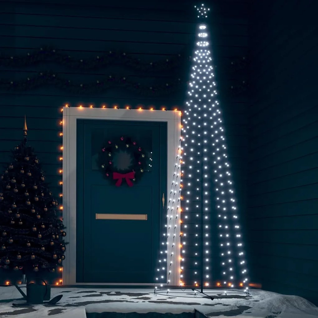 vidaXL Árvore de Natal em cone c/ 330 luzes LED 100x300 cm branco