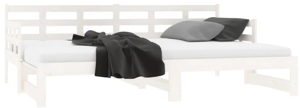 Estrutura sofá-cama de puxar 2x(80x200) cm pinho maciço branco