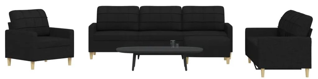 4 pcs conjunto de sofás com apoio para pés tecido preto