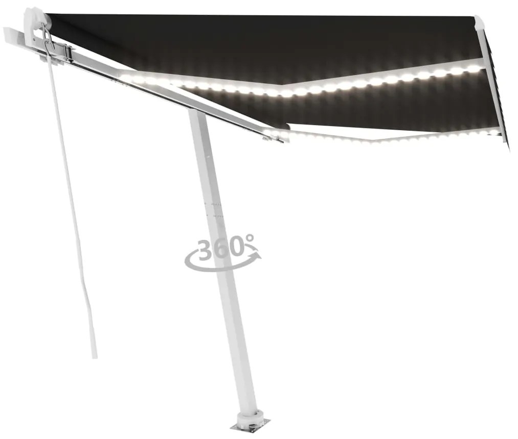 Toldo retrátil manual c/ LED 350x250 cm antracite
