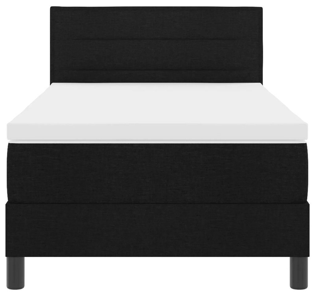 Cama Box Spring com Colchão Preta 80x200 cm Tecido
