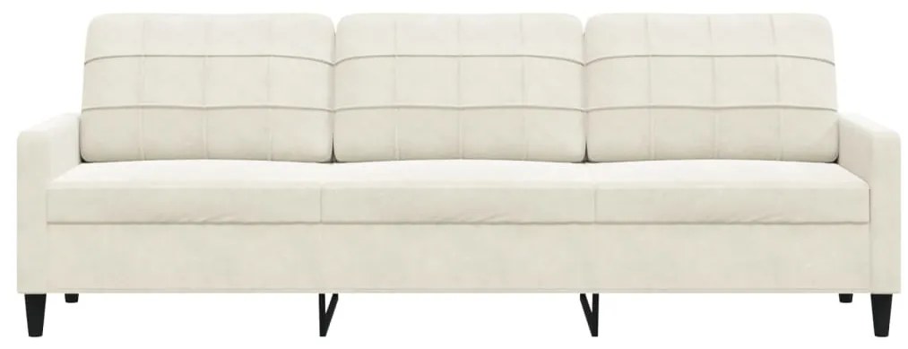 Sofá de 3 lugares 210 cm veludo cor creme