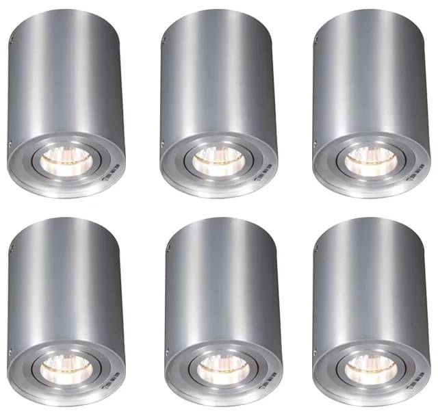 Conjunto de 6 focos de teto ajustáveis em aço - Rondoo up Moderno