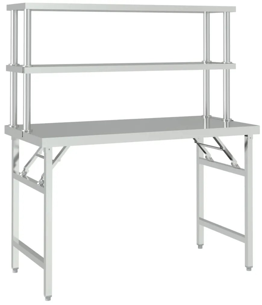 Mesa trabalho cozinha c/ prateleira 120x60x145cm aço inoxidável