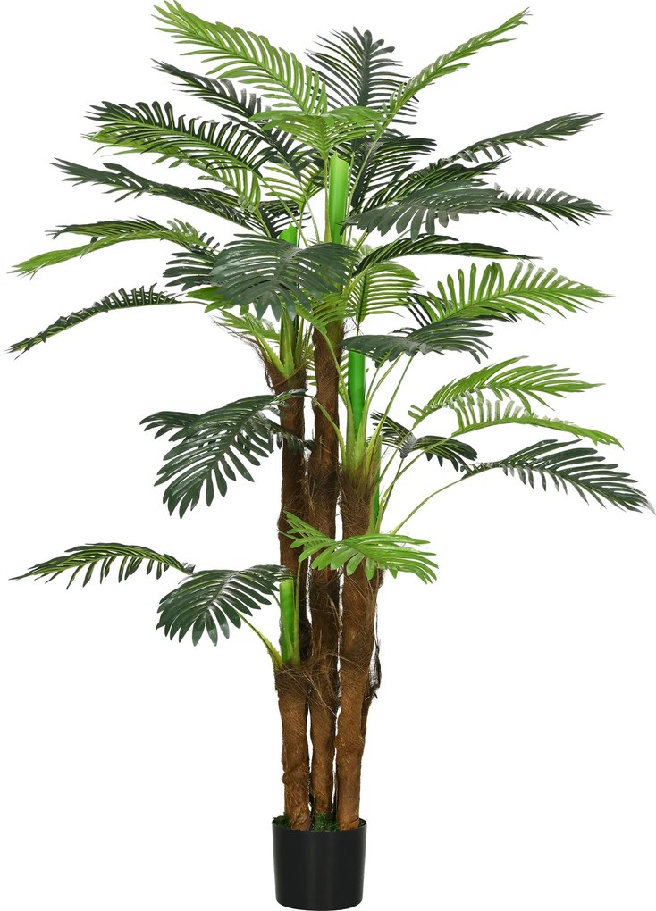HOMCOM Planta Artificial Decorativa 160 cm Palmeira Artificial com Vaso e Folhas para Interior Verde | Aosom Portugal