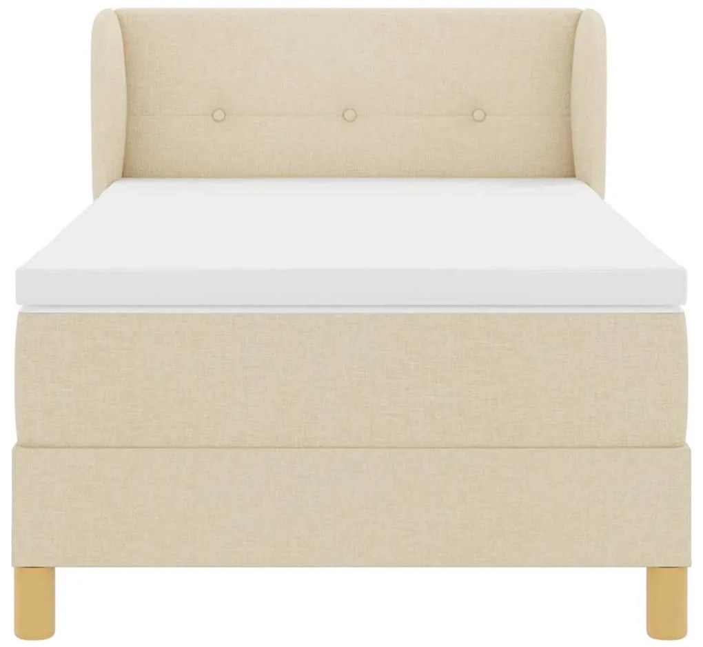 Cama Box Spring vidaXL com Colchão Creme 90x200 cm Tecido