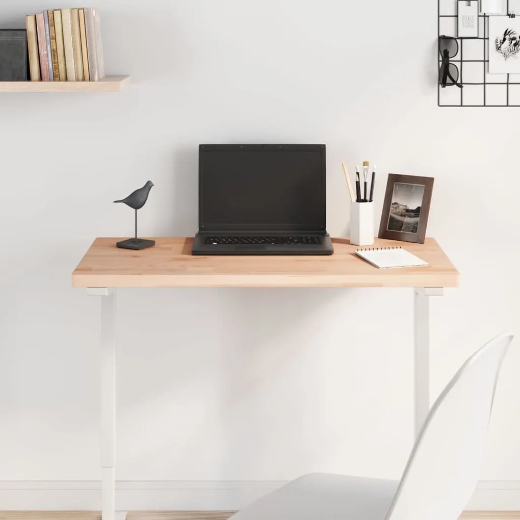 vidaXL Tampo de mesa retangular 80x40x2,5 cm madeira de faia maciça