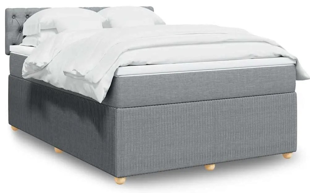 vidaXL Cama com molas/colchão 140x200 cm tecido cinzento-claro