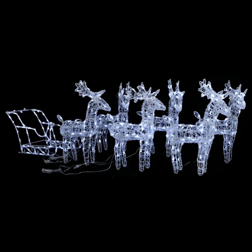 vidaXL Decoração de Natal renas/trenó 320 luzes LED acrílico