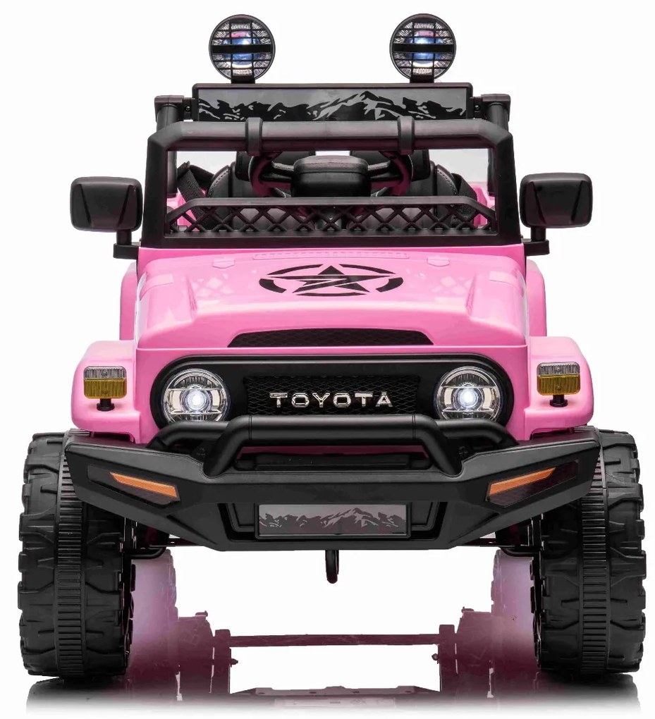 Carro elétrico para crianças TOYOTA FJ CRUISER com tração traseira 12 V, chassis alto, banco largo, suspensão do eixo traseiro, luzes LED, controlo re