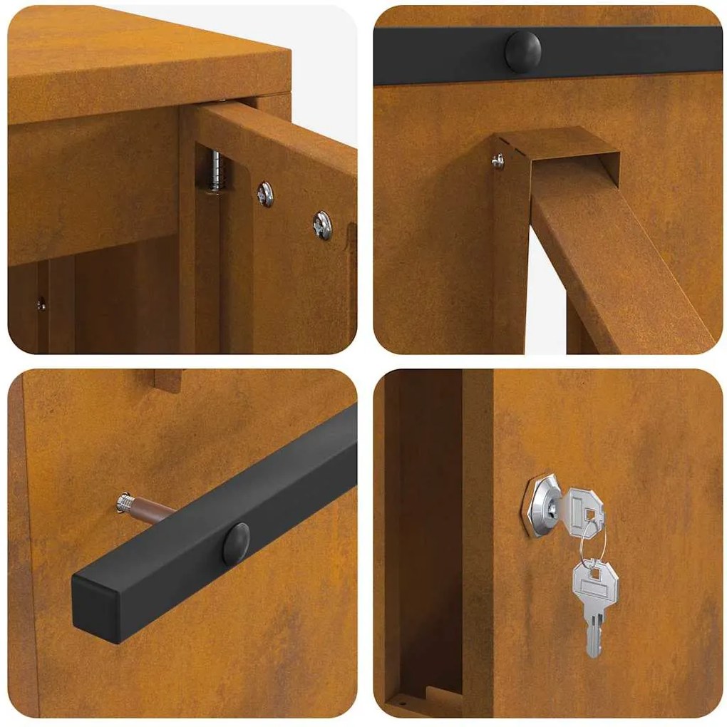 caixa de correio Ferro Enferrujado 30 x 23 x 55 cm Aço corten