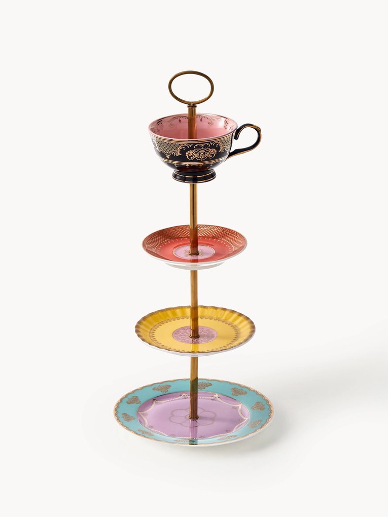 Suporte de servir com andares em porcelana artesanal Grandpa