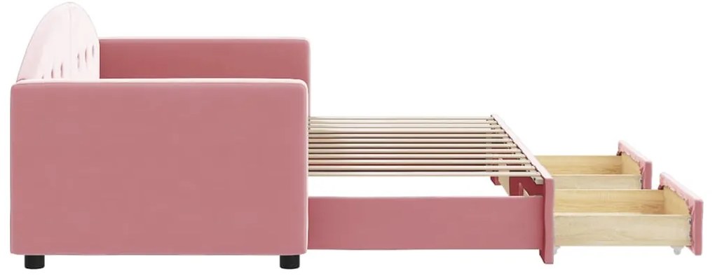 Sofá-cama com gavetão e gavetas 80x200 cm veludo rosa