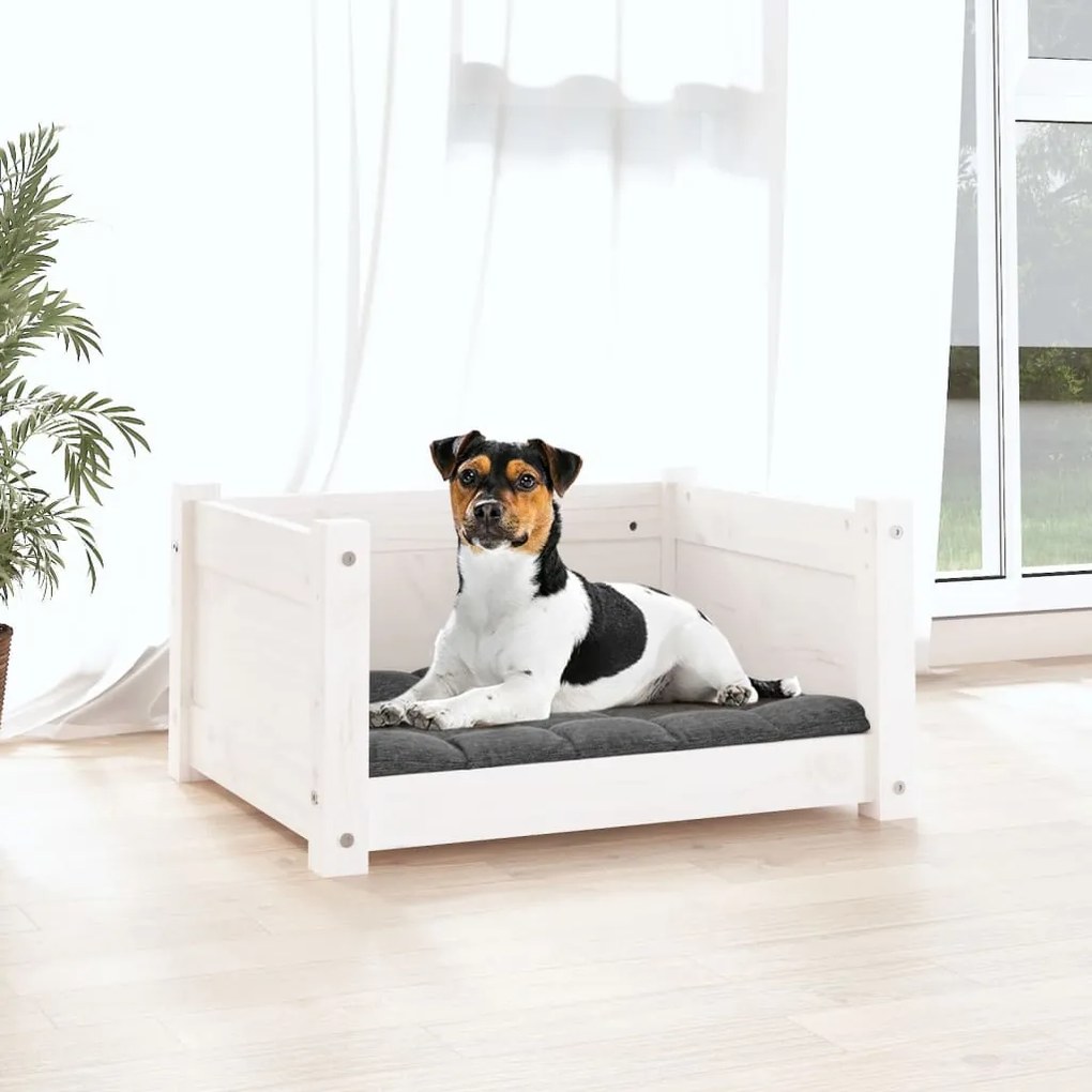 Cama para cães 55,5x45,5x28 cm madeira de pinho maciça branco