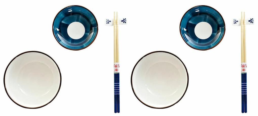 Conjunto de sushi DKD Home Decor Bambu Porcelana (8 pcs) (34 x 29,5 x 7,3 cm)
