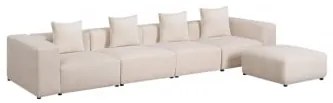 Sofá Modular De 4 Peças Com Braço Alto E Puff ↔︎400 Cm Bruna Bombazina Crema Linho - Sklum