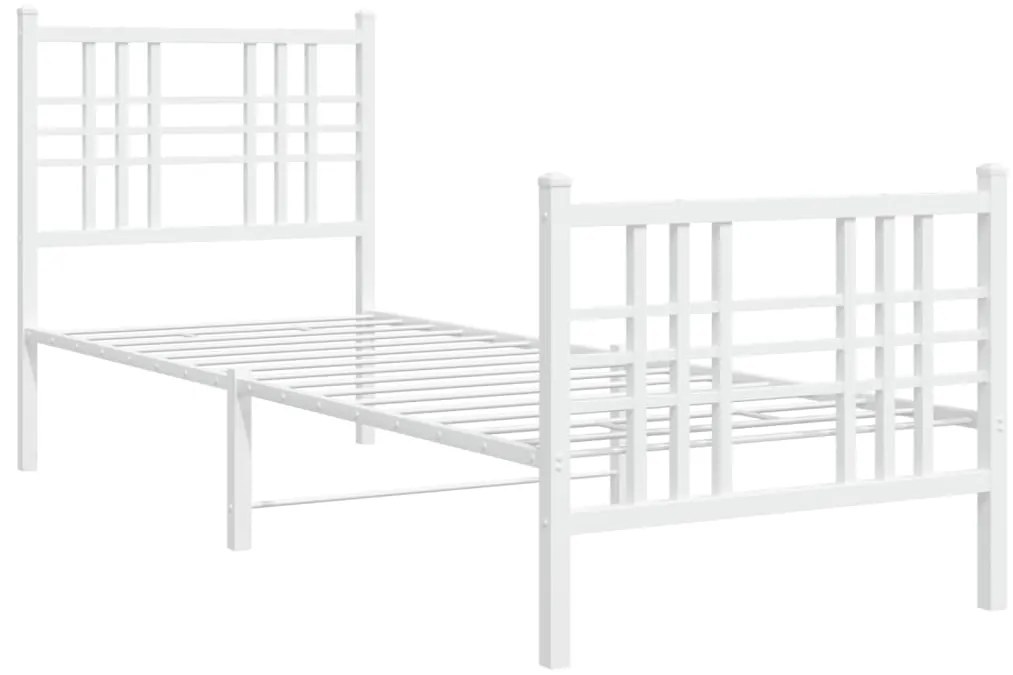 Estrutura de cama com cabeceira e pés 75x190 cm metal branco