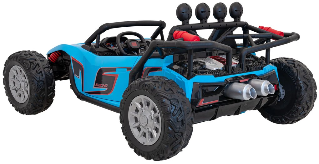 Carro elétrico para Crianças 2 Lugares Buggy Racing 5 24V Rodas Espuma EVA, assento couro ecológico Azul