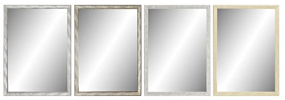Espelho de Parede Dkd Home Decor Cristal Natural Cinzento Castanho Cinzento Escuro Ps 4 Unidades Folha de Planta (56 X 2 X 76 cm