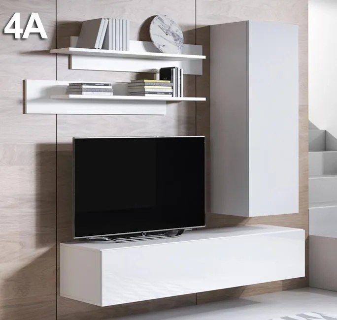 Conjunto de Móveis de Sala Requião – 1,6 m – Modular em Branco com Móv