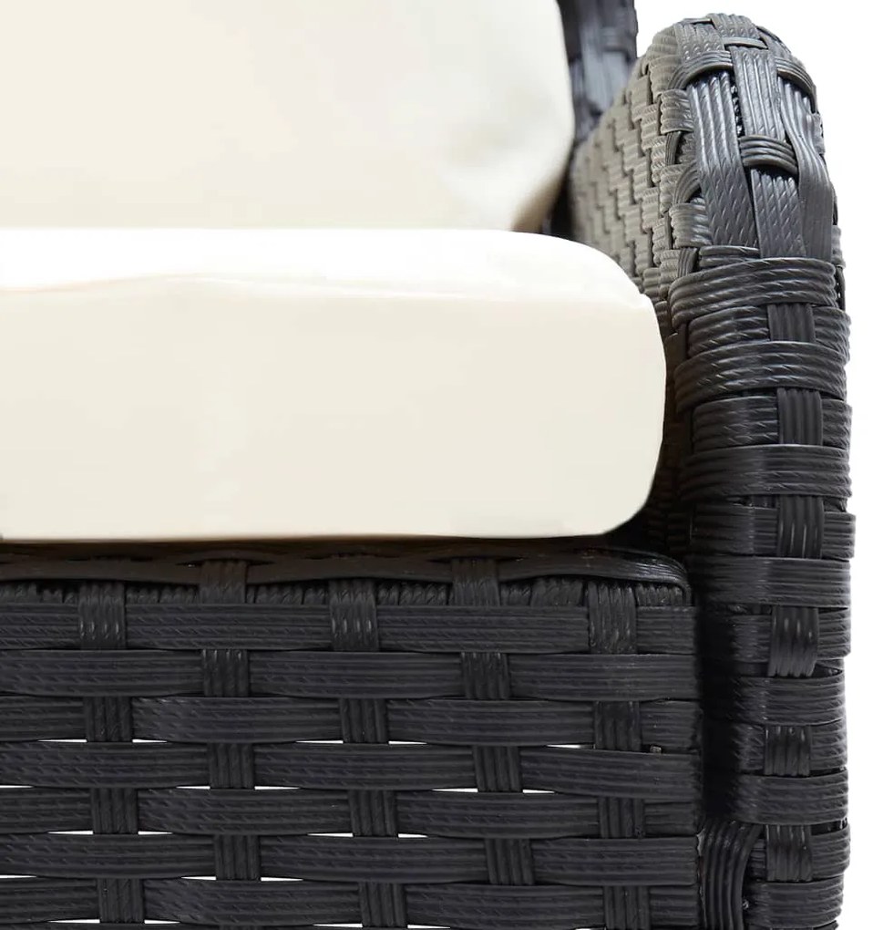 Sofás de canto para jardim 2 pcs vime PE preto