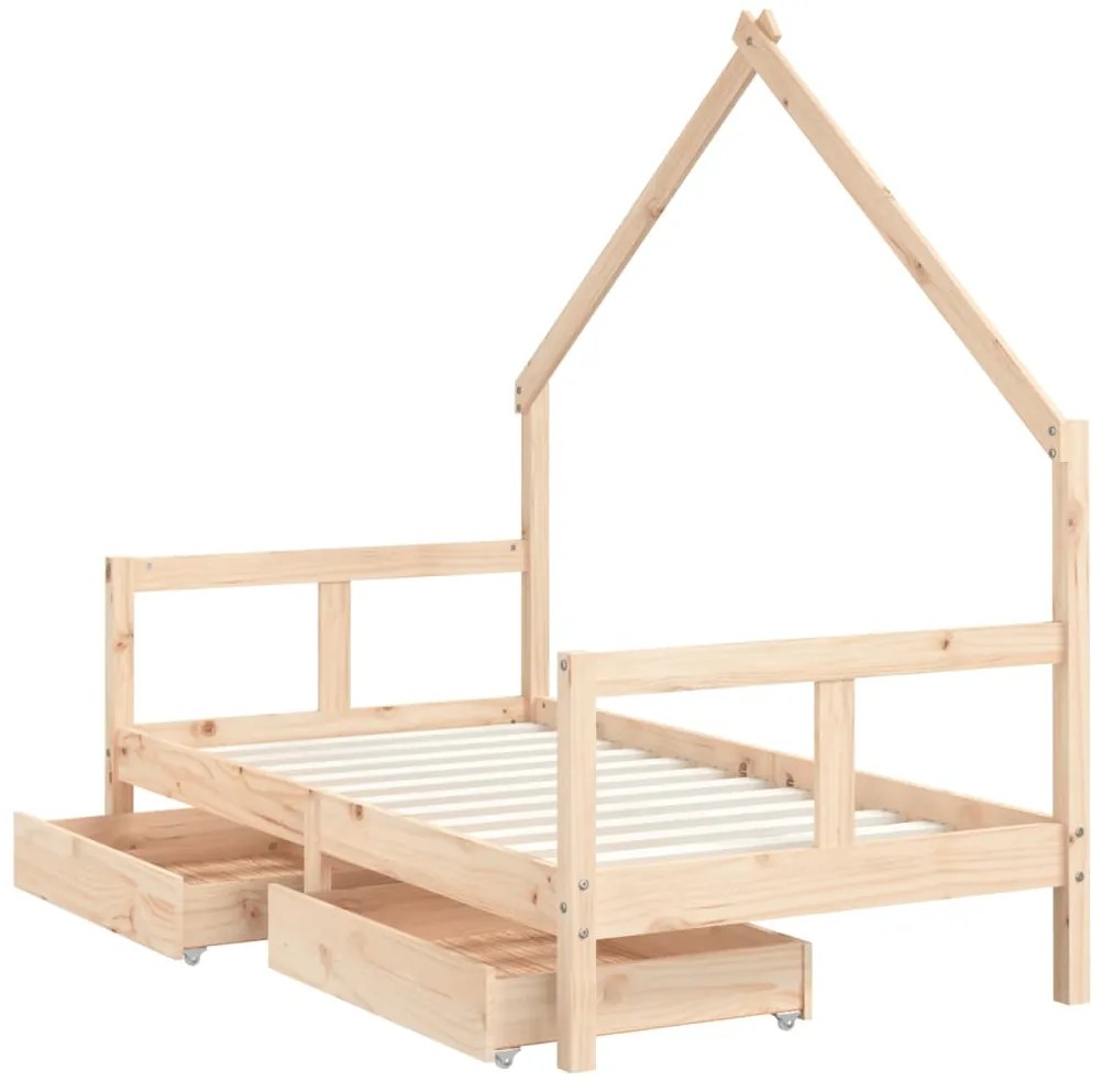 Estrutura de cama infantil c/ gavetas 80x160 cm pinho maciço