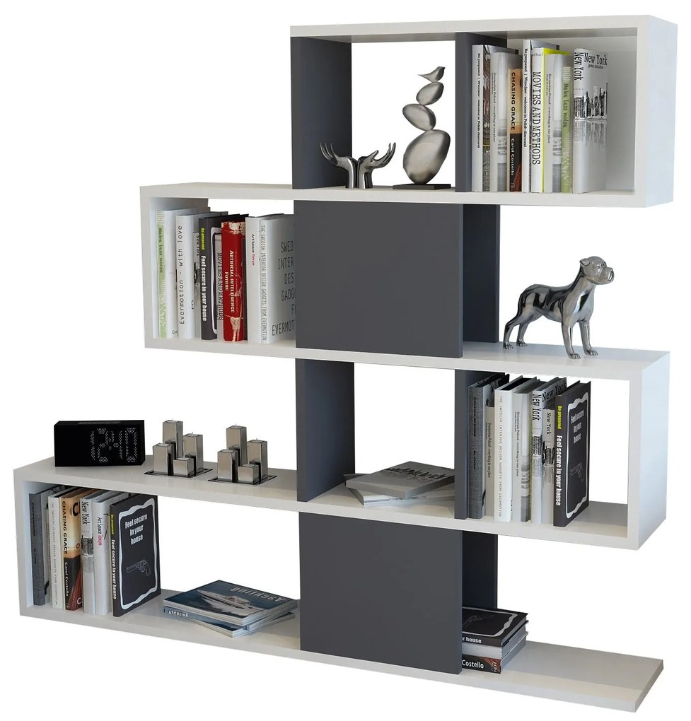 Estante Karlin – Branco/Antracite – 120x19,5x109 cm