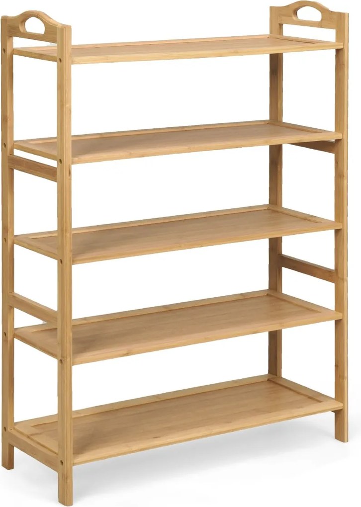Sapateira de bambu com 5 níveis para sapatos com duas alças arredondadas 67,31 x 26,67 x 96,52 cm natural