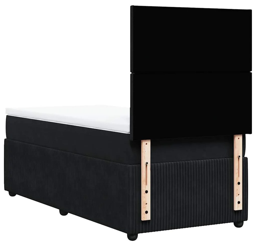 Cama com molas/colchão 90x200 cm veludo preto