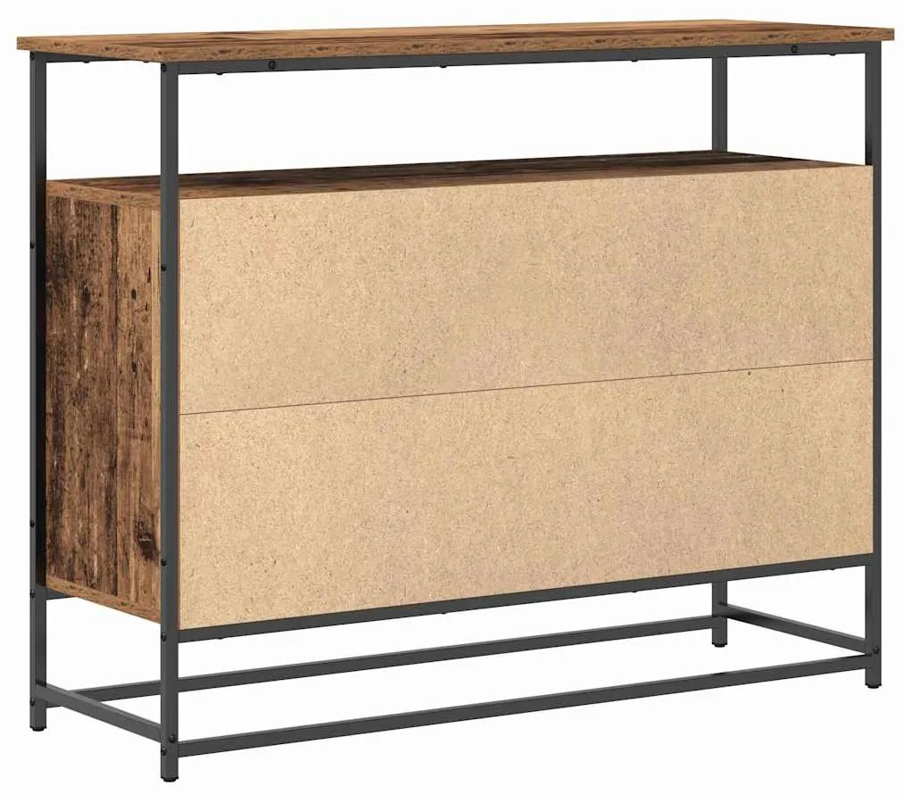 Sideboard vidaXL Madeira Velha 100x35x80 cm Aglomerado e Aço