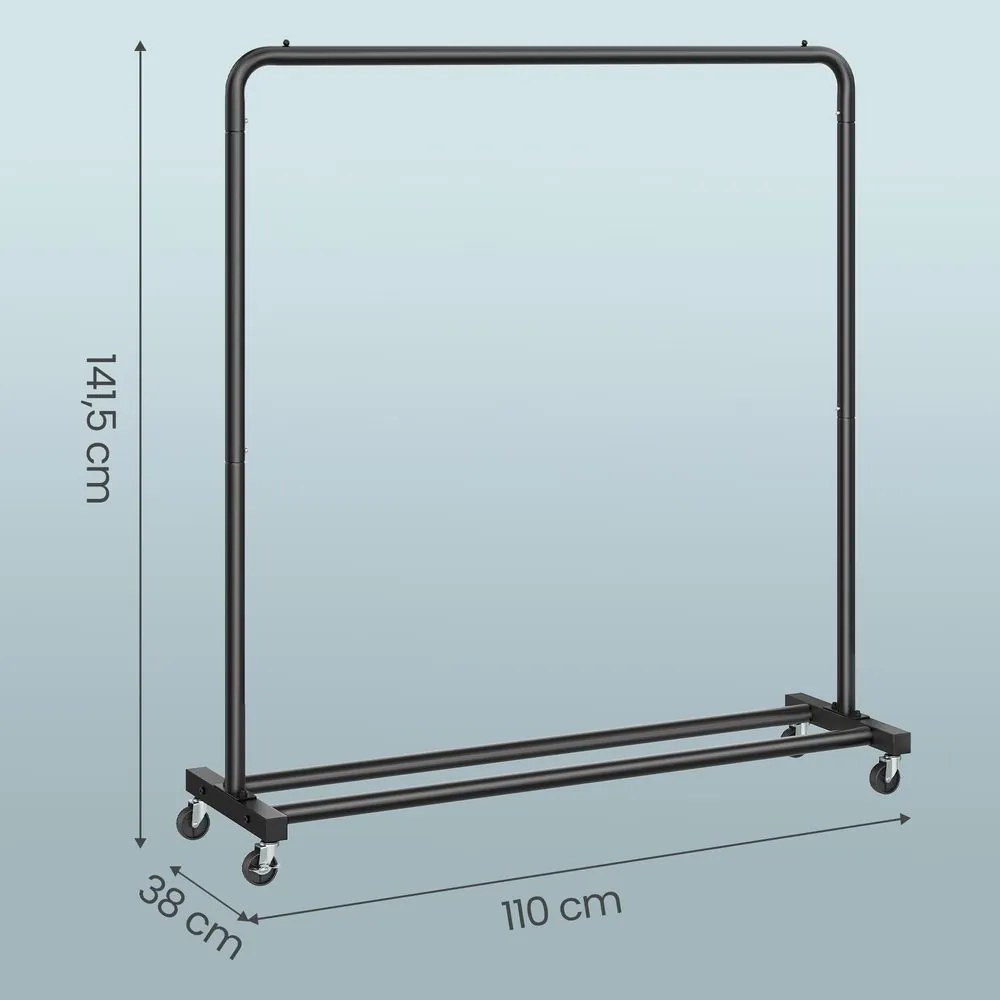 Guarda roupa aberto com rodas 38 x 110 x 141,5 cm preto