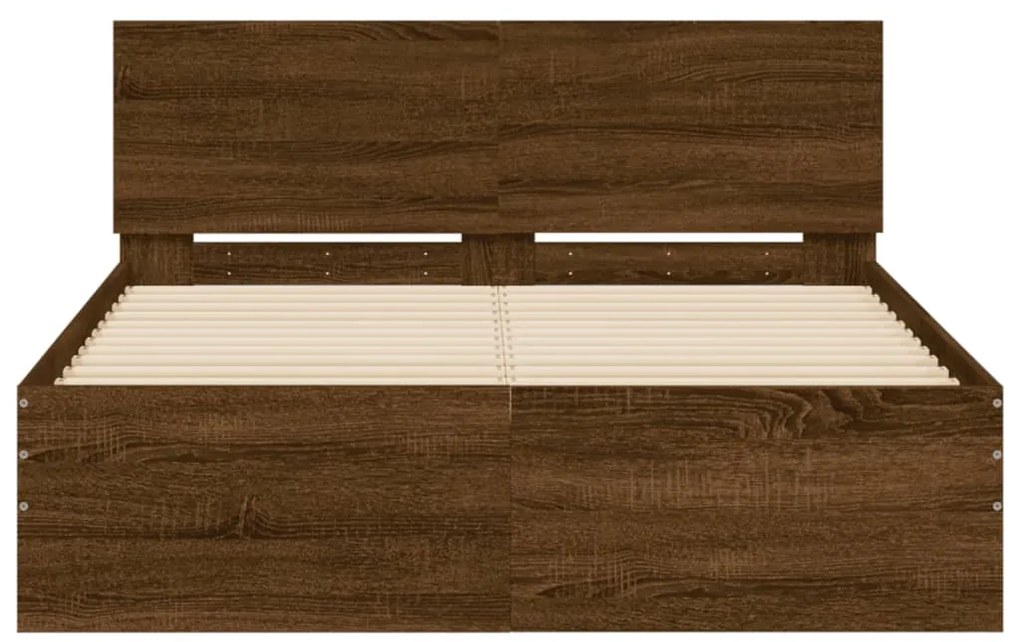 Estrutura de cama com cabeceira 120x190 cm carvalho castanho