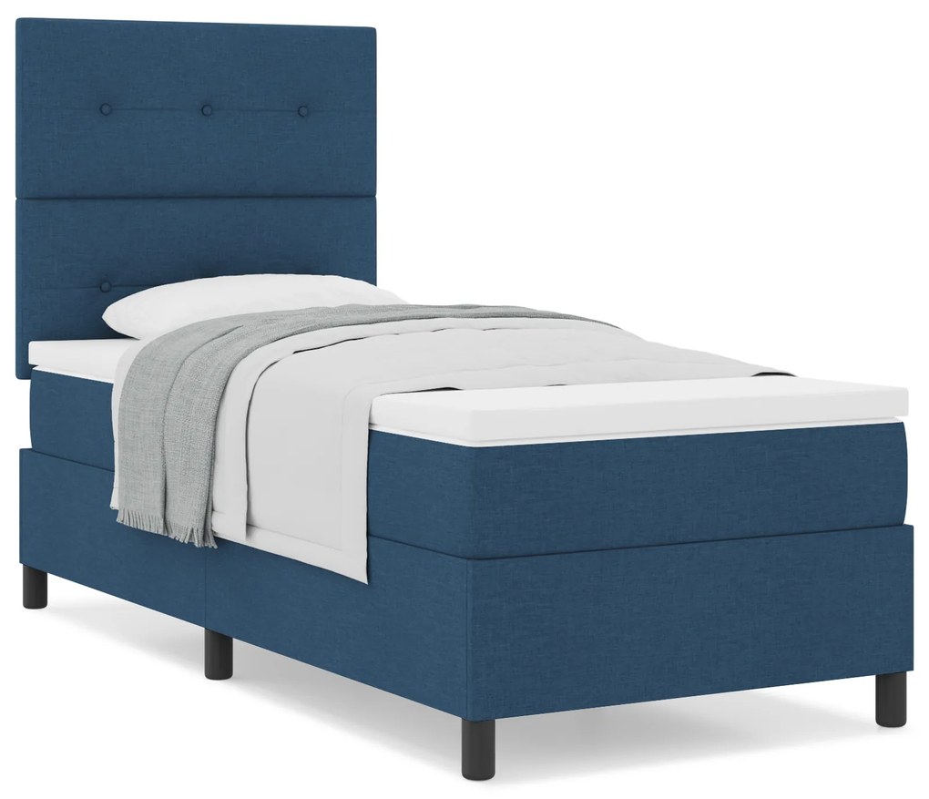Cama Box com Colchão Azul 90x200 cm Tecido