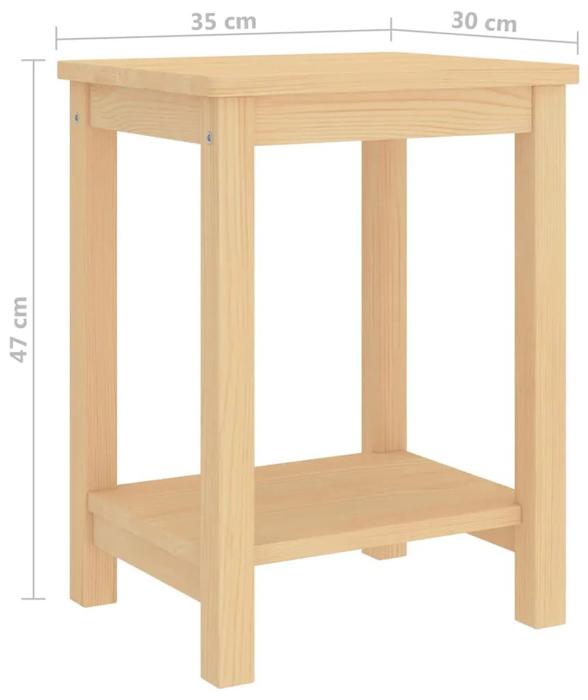 Mesa de cabeceira 35x30x47 cm madeira de pinho maciça natural