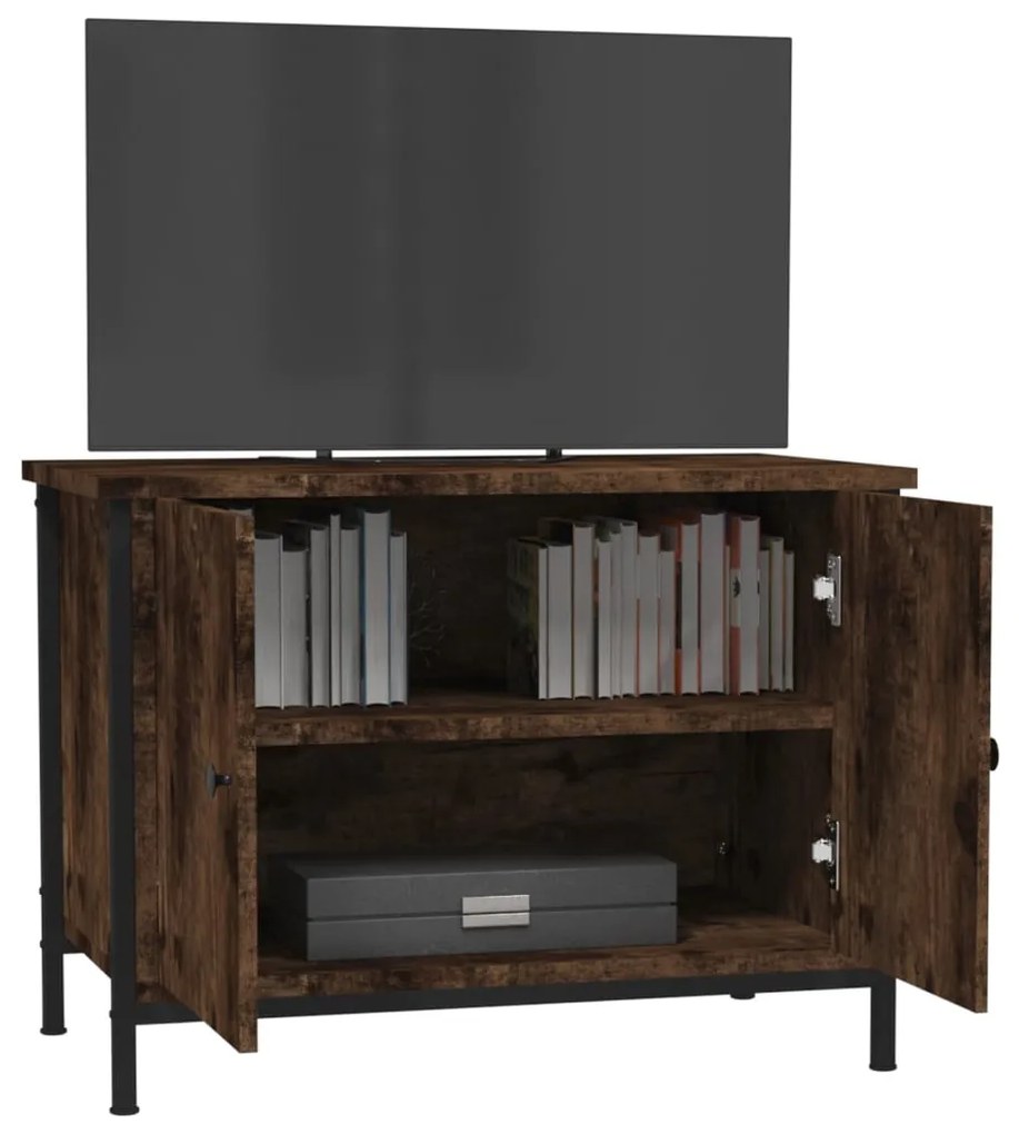 Móvel TV c/ portas 60x35x45 cm deriv. madeira carvalho castanho