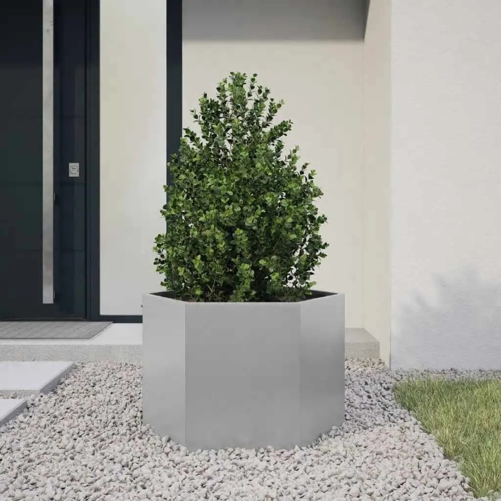 vidaXL Vaso/floreira de jardim hexagonal 69x60x45 cm aço galvanizado