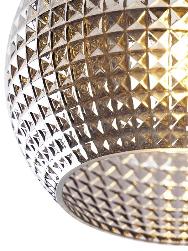 Candeeiro de teto Art Deco preto com vidro fumê - Sphere Art Deco