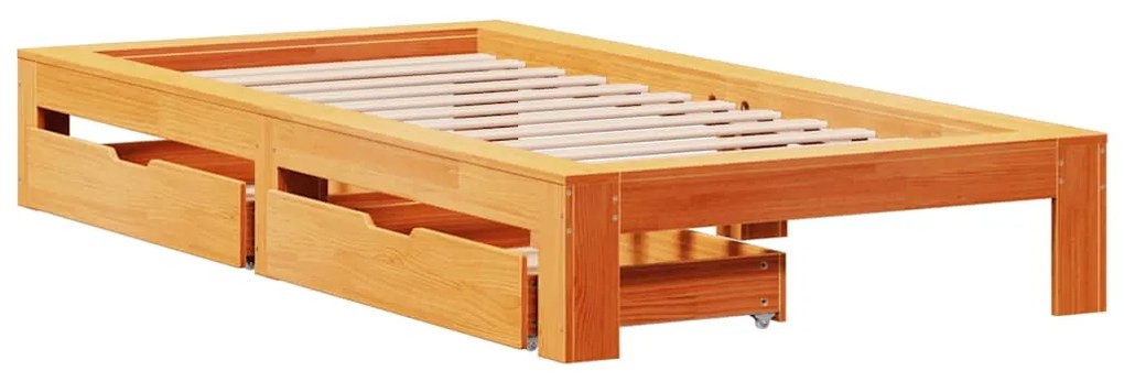 Cama sem colchão 90x190 cm madeira de pinho maciça castanho-mel