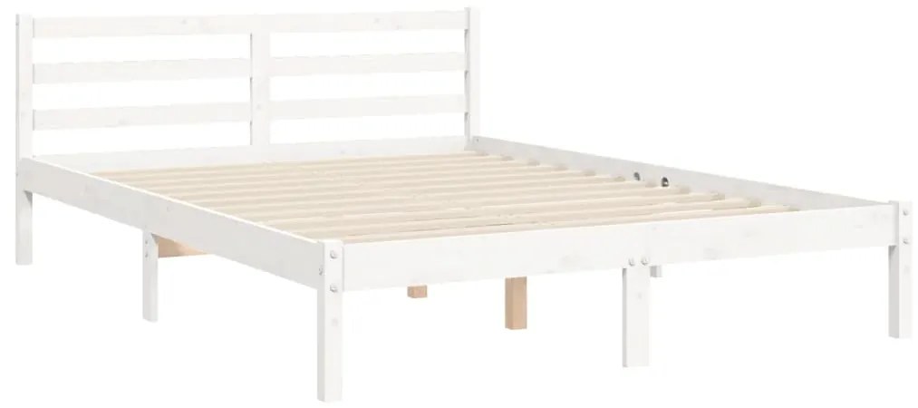 Estrutura de cama com cabeceira 120x200cm madeira maciça branco