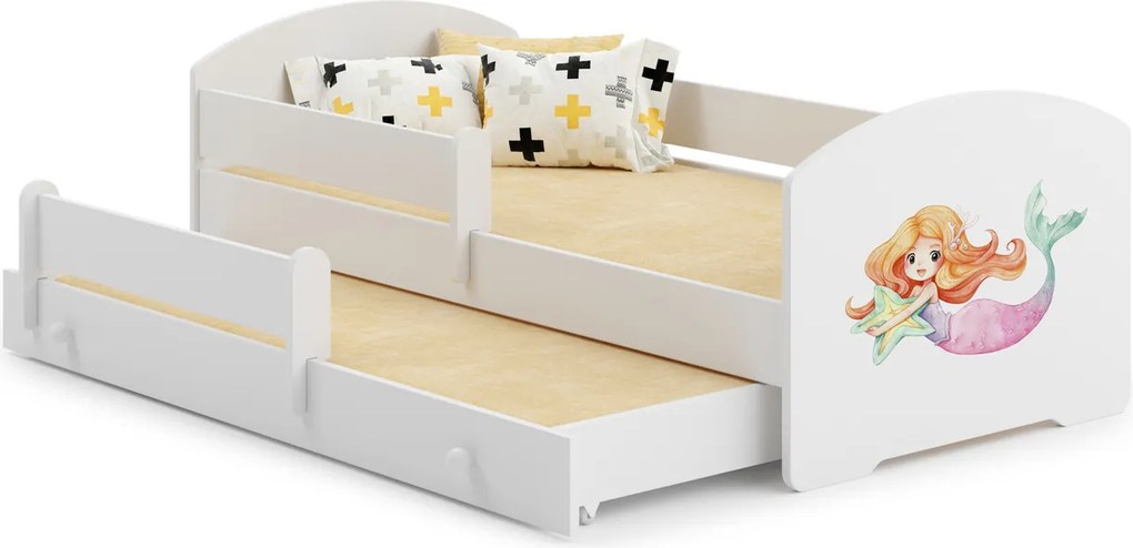 Cama de casal Sereia Luk 160x80 - Branco -colchão e estrado incluído