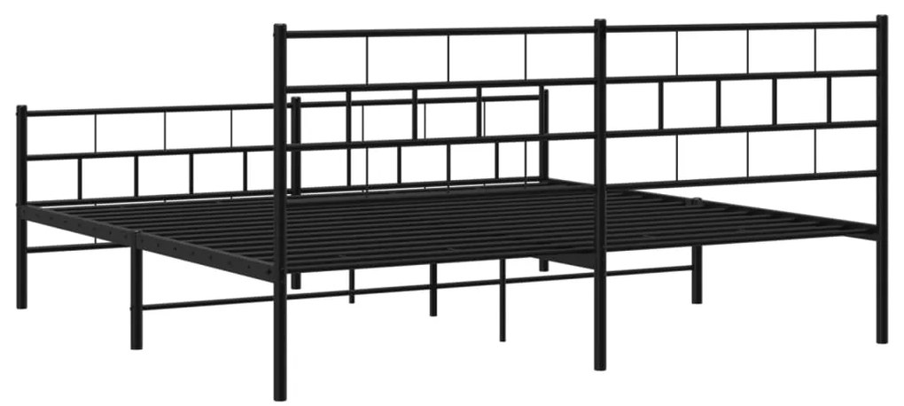 Estrutura de cama com cabeceira e pés 193x203 cm metal preto