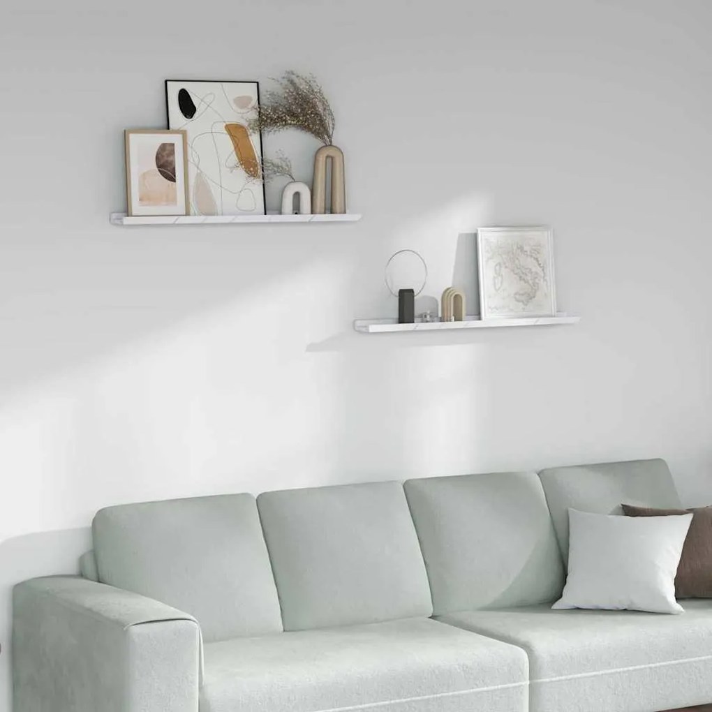 vidaXL Prateleira de Parede 2 pcs Mármore Branco 80 x 9 x 3 cm