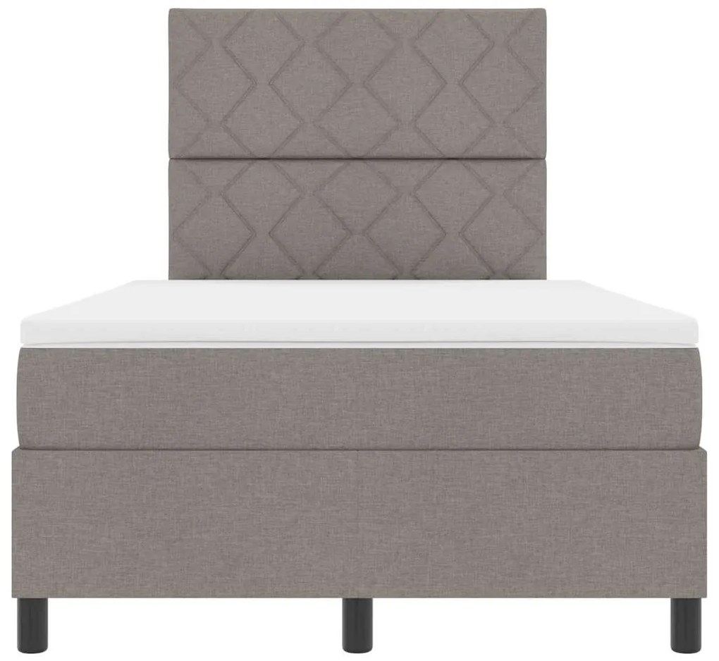 Cama com estrado e colchão com luz LED taupe, 120x190 cm de tecido