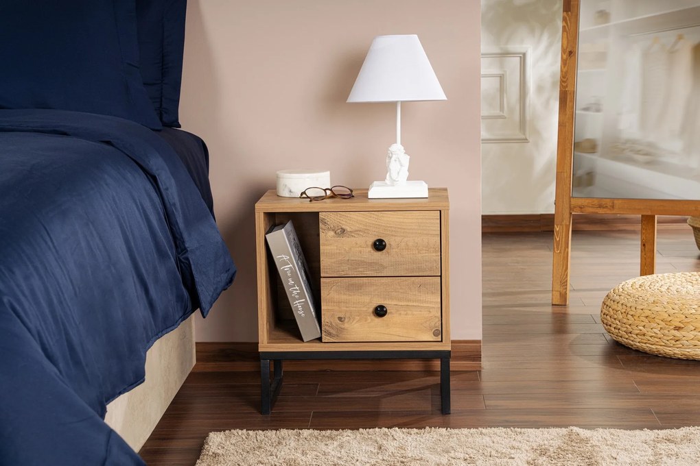Mesa de Cabeceira Glimmer – Pinho Atlântico – 45,2 x 50 x 29,5 cm