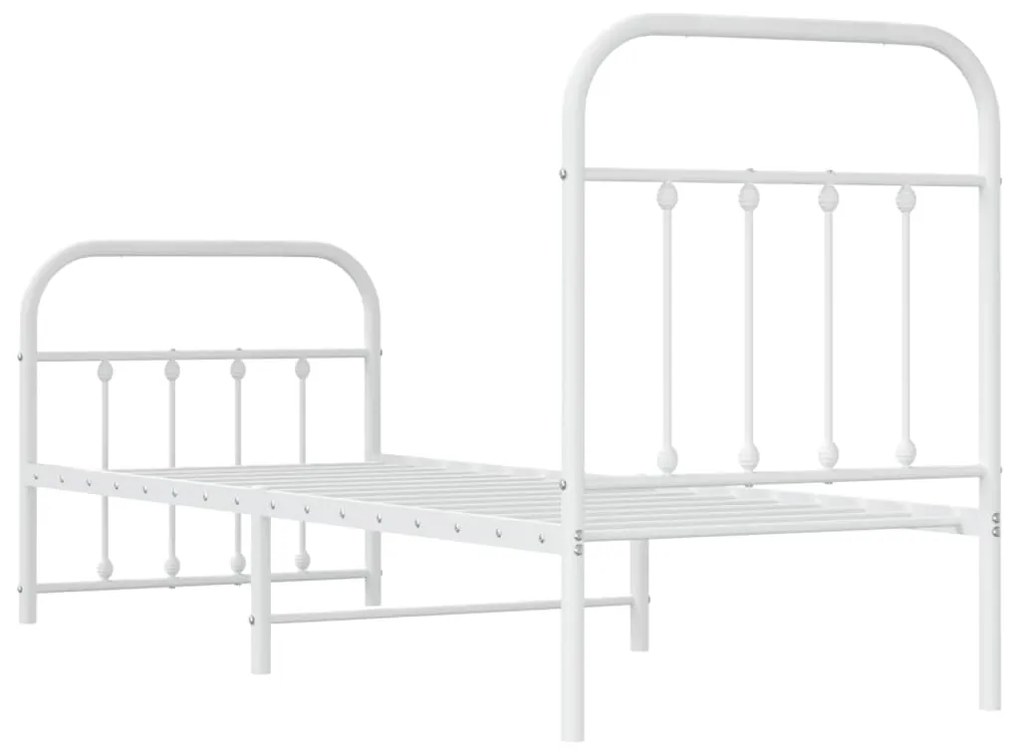 Estrutura de cama com cabeceira e pés 75x190 cm metal branco